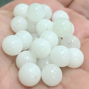 25 Vintage White Japan Round Opalescent Glass Beads - Sea Beads