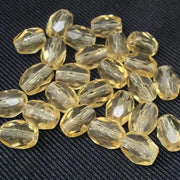 25 Vintage Yellow Golden Czech Oval Glass Beads - Sea Beads