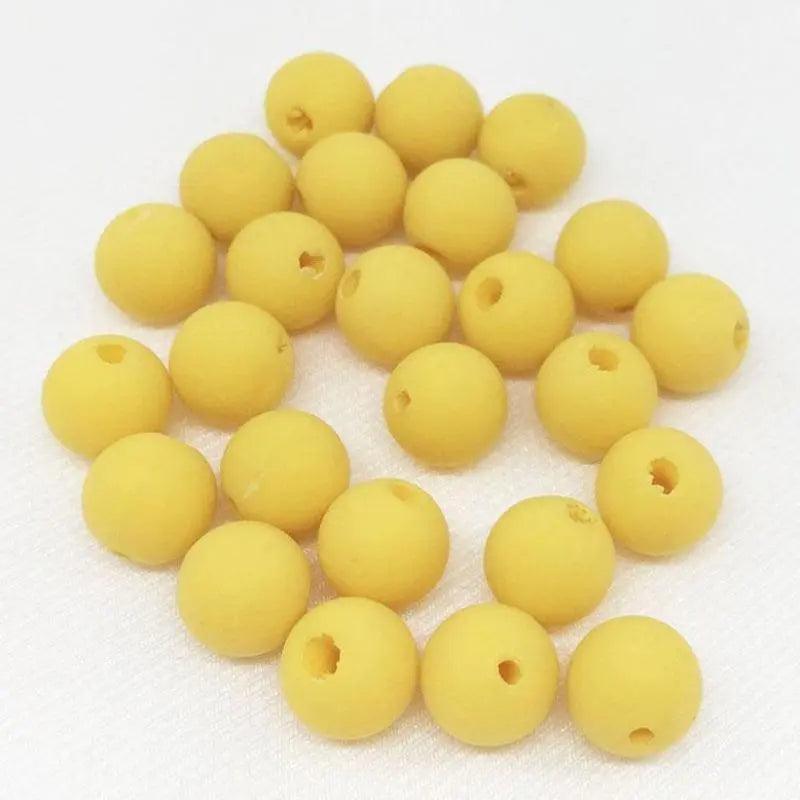 25 Vintage Yellow Golden Matte Round Lucite Beads - Sea Beads