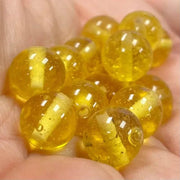 25 Vintage Yellow Golden Round Glass Beads - Sea Beads