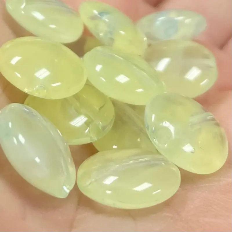 25 Vintage Yellow Jonquil Czech Coin Glass Beads - Sea Beads