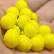 25 Vintage Yellow Round Glass Beads - Sea Beads