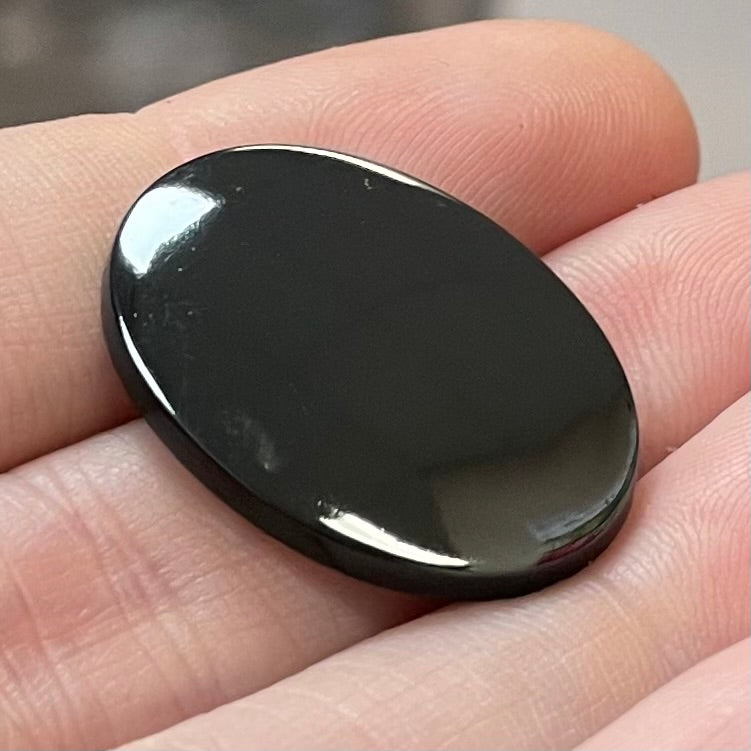 1 Vintage Gunmetal Czech Large Glass Cabochon