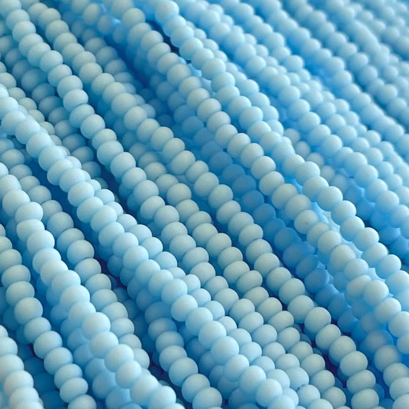 1 Hank Blue Sky Czech Matte Glass Seed Beads