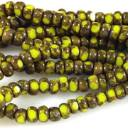 3 Strands Yellow Czech Picasso Glass Seed Beads Tri Cut - Sea Beads