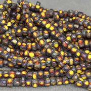 3 Strands Yellow Red Tri Cut Czech Picasso Glass Seed Beads - Sea Beads