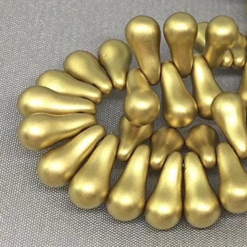 30 Metallic Matte Raw Bronze Bulb Czech Glass Beads - Sea Beads