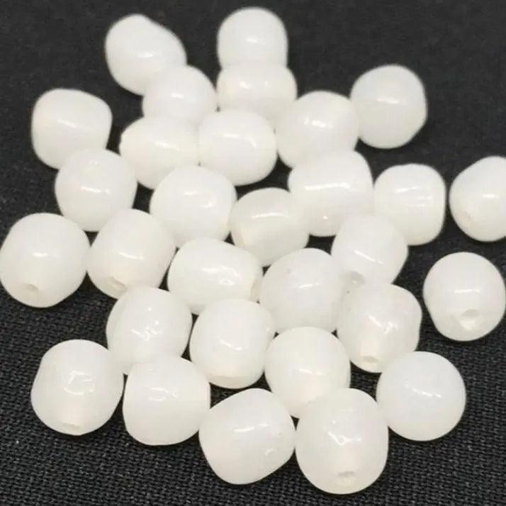 30 Vintage White Japan Opal Cherry Brand Japan Glass Beads - Sea Beads