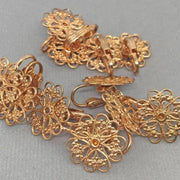 10 Vintage Brass Filigree Clip On Earring Metal Findings - Sea Beads