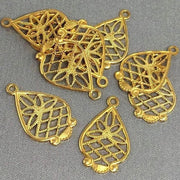 10 Vintage Brass Metal Pendants - Sea Beads