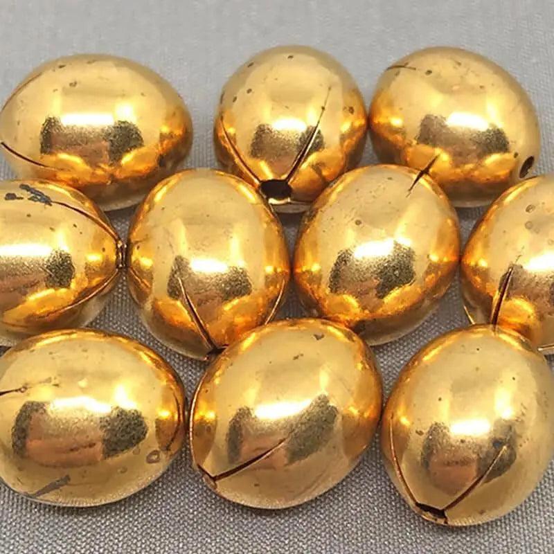 10 Vintage Brass Oval Metal Beads - Sea Beads