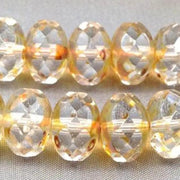 12 Clear Gold Picasso Czech Rondelle Glass Beads - Sea Beads