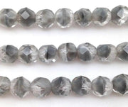 12 Vintage Clear Gray Givre German Faceted Glass Beads - Sea Beads