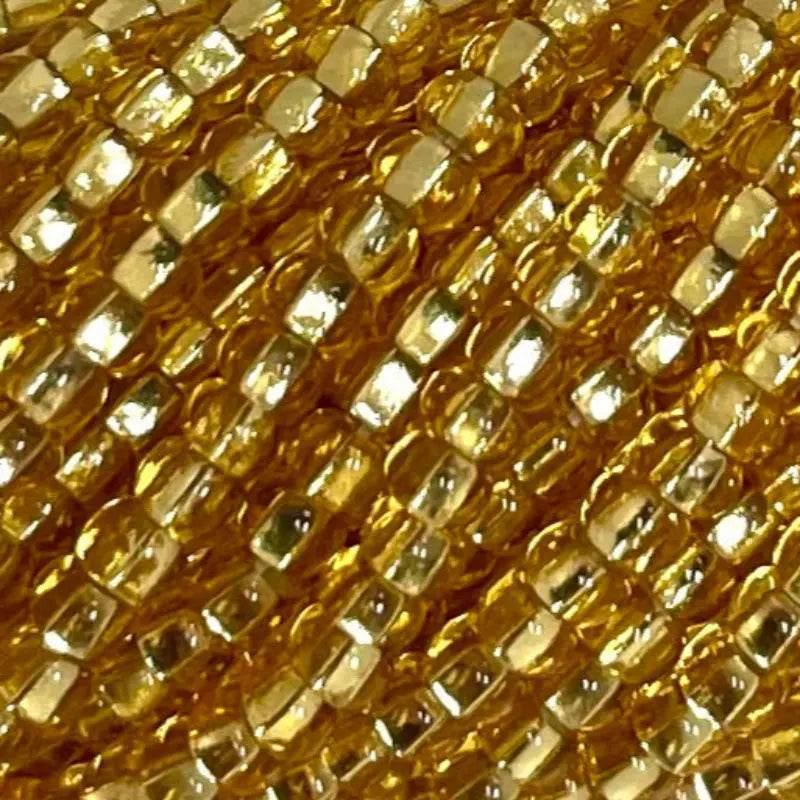 1 Hank Gold Light Silver Lined Czech Glass Seed Beads, Size 11/0.