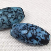 1 Vintage Black Mottled Blue Japan Oval Glass Bead - Sea Beads