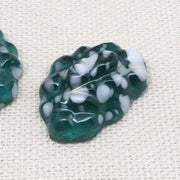 1 Vintage Green Teal Nugget Japan Glass Cabochon - Sea Beads