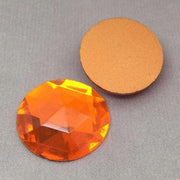 1 Vintage Large Orange German Faceted Round Glass Cabochon - Sea Beads