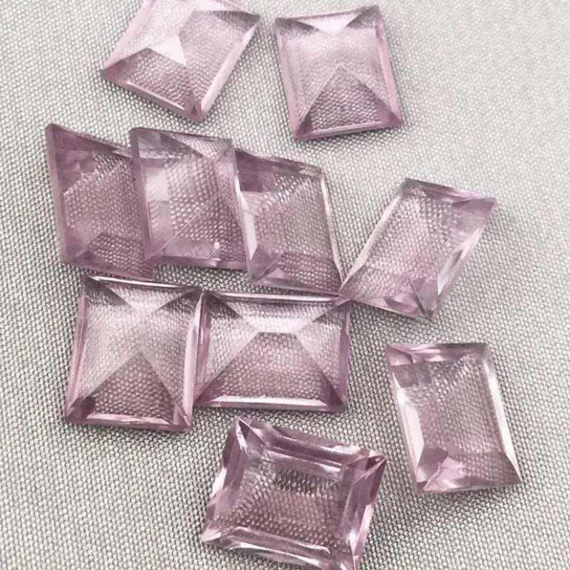 10 Vintage Light Amethyst Purple Rectangle Glass Cabochons - Sea Beads