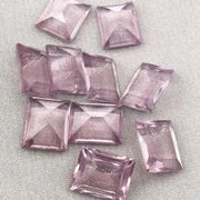 10 Vintage Light Amethyst Purple Rectangle Glass Cabochons - Sea Beads