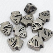 10 Vintage Silver Plated Fish Metal Beads - Sea Beads