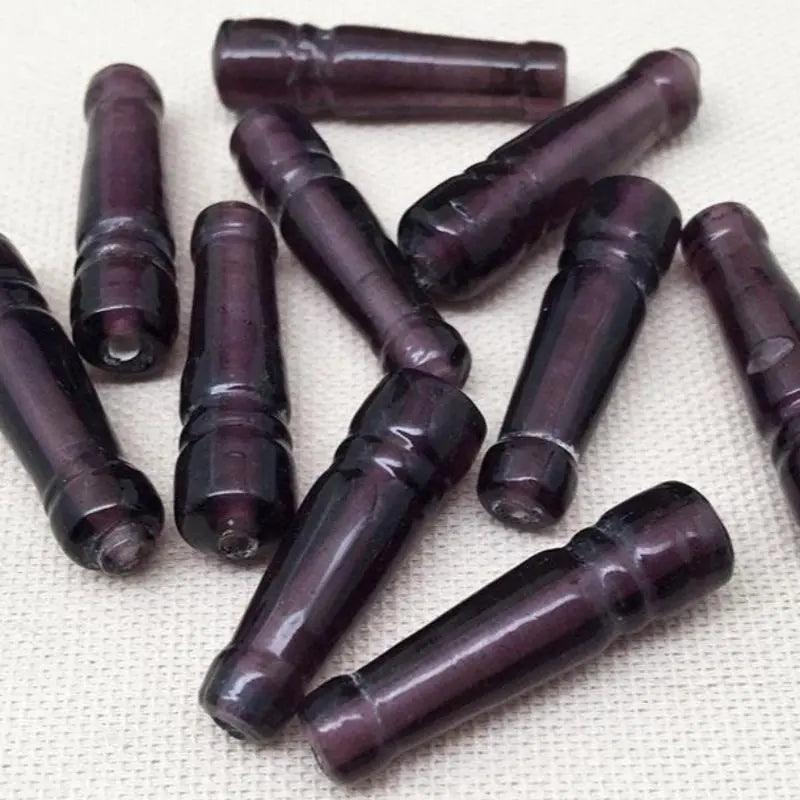 10 Vintage Purple Czech Glass Focal Beads - Sea Beads