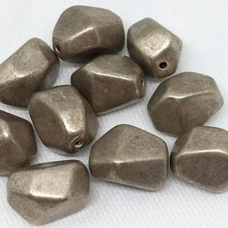10 Vintage Silver Lucite Nugget Beads - Sea Beads
