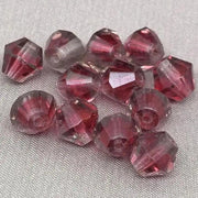 12 Vintage Gray Red Givre German Bicone Glass Beads - Sea Beads