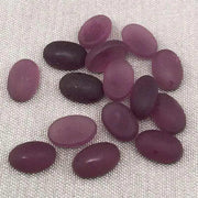 24 Matte Amethyst Purple German Oval Glass Cabochons - Sea Beads