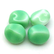 10 Vintage Green White Japan Glass Beads - Sea Beads
