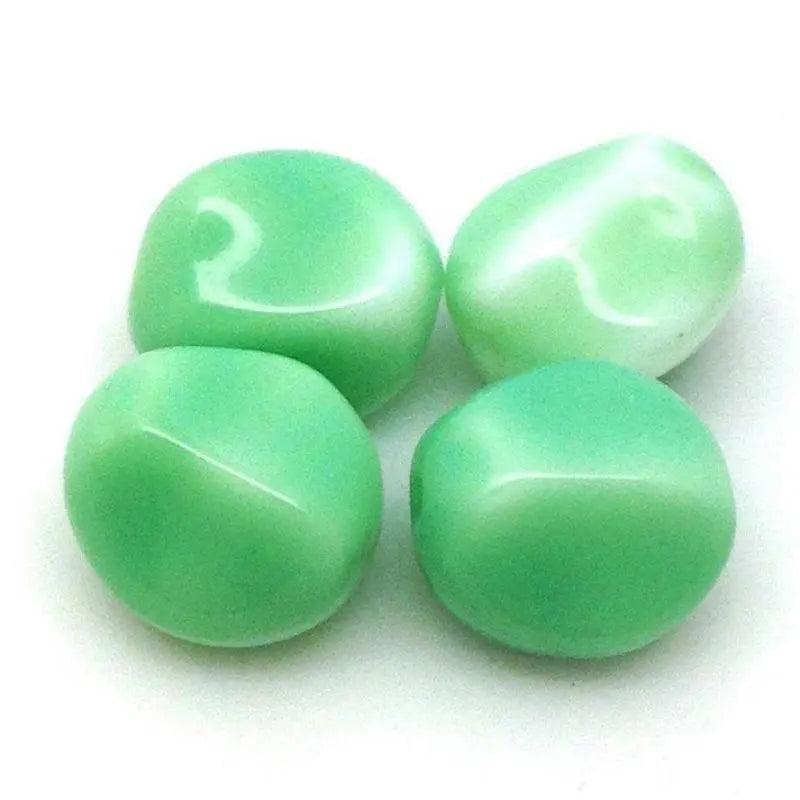 10 Vintage Green White Japan Glass Beads - Sea Beads