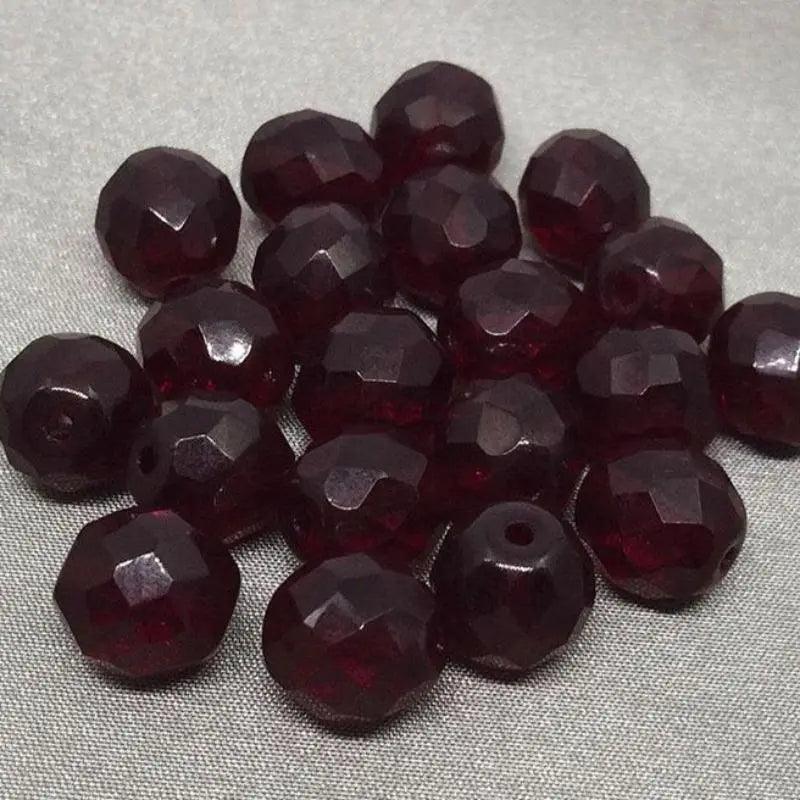 20 Translucent Dark Red Garnet Czech Glass Beads - Sea Beads