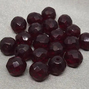 20 Translucent Dark Red Garnet Czech Glass Beads - Sea Beads