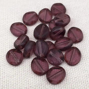 20 Purple Picasso Czech Coin Window Glass Beads - Sea Beads