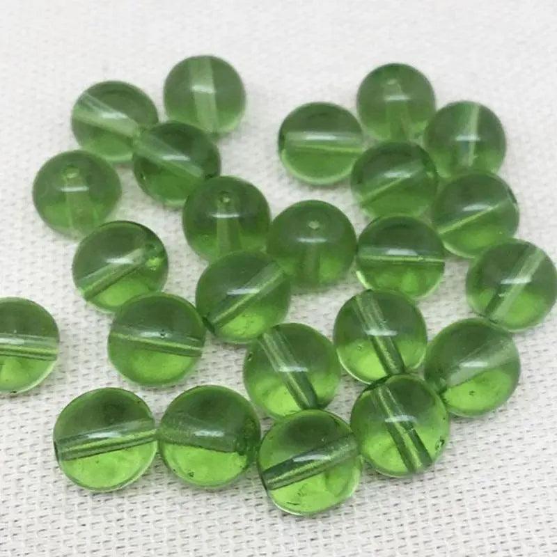 20 Green Czech Transparent Round Glass Beads - Sea Beads