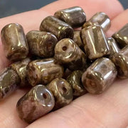 20 Purple Brown Picasso Barrel Glass Beads - Sea Beads
