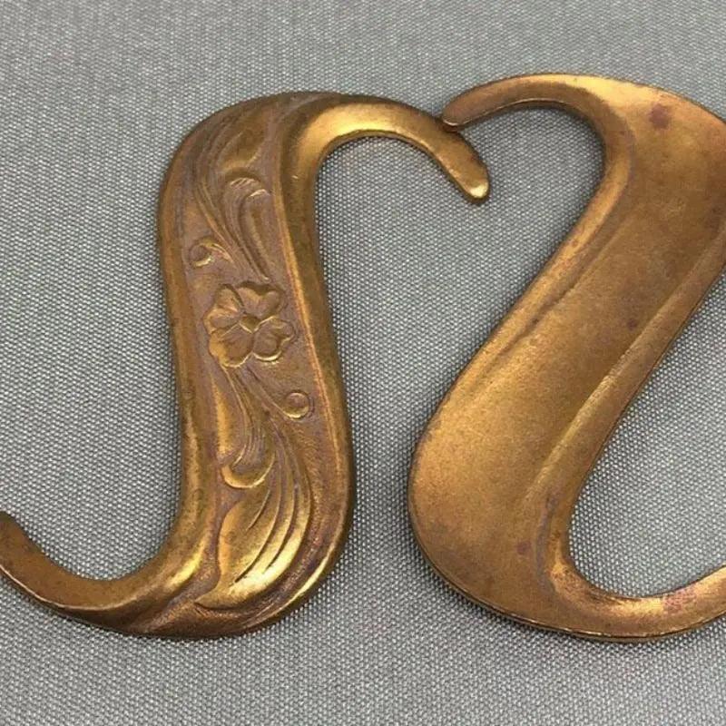 2 Vintage Brass Ornate Metal Components - Sea Beads