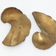 2 Vintage Brass Cast Textured Leaf Metal Components - Sea Beads
