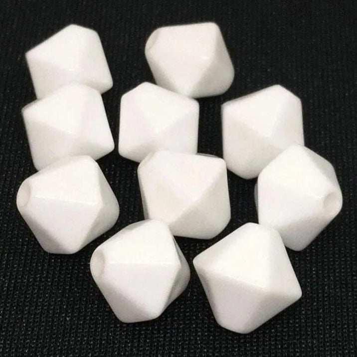 10 Vintage White Japan Bicone Glass Beads - Sea Beads