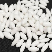 100 Vintage White Japan Rice Oval Glass Beads - Sea Beads