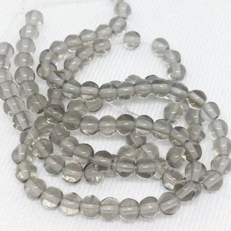 100 Vintage Light Black Diamond Czech Round Glass Beads - Sea Beads
