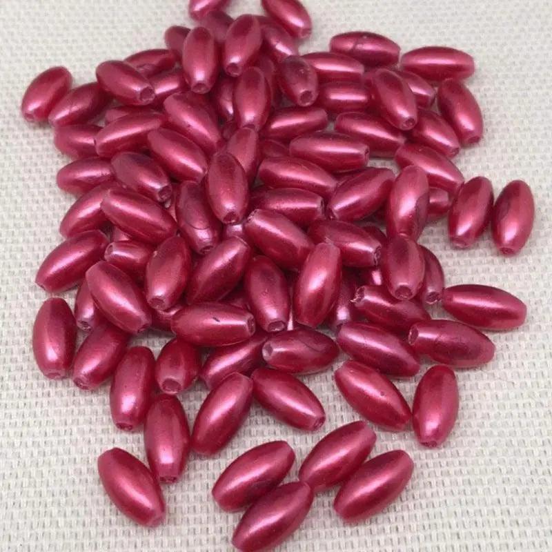 100 Vintage Pink Pearl Japan Lucite Rice Oval Beads - Sea Beads
