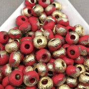 10g Etched Red Gold Czech 2/0 Glass Seed Beads - Sea Beads