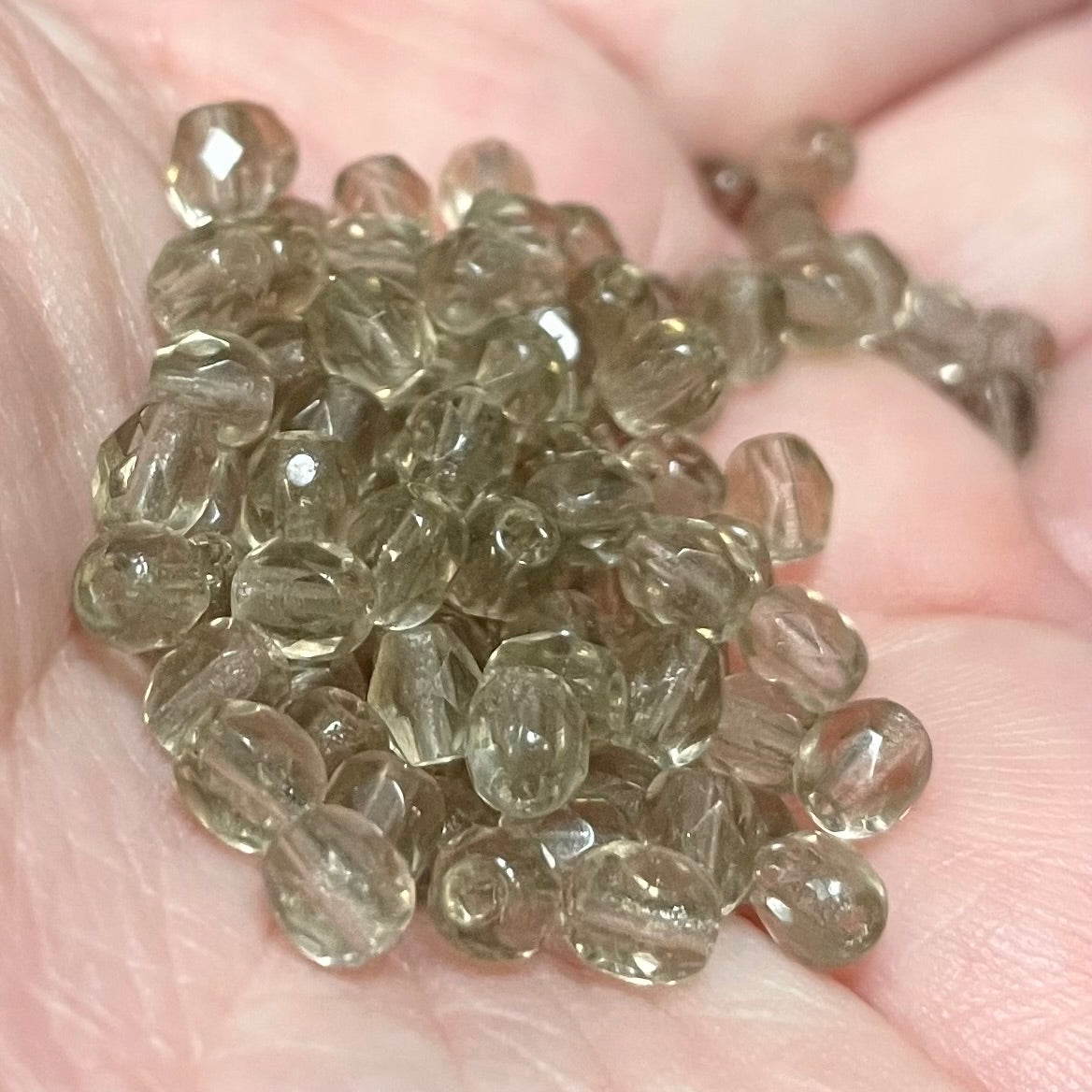 100 Black Diamond Light Czech Faceted Glass Beads
