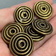 4 Vintage Antique Bronze Plated Pewter Metal Beads - Sea Beads