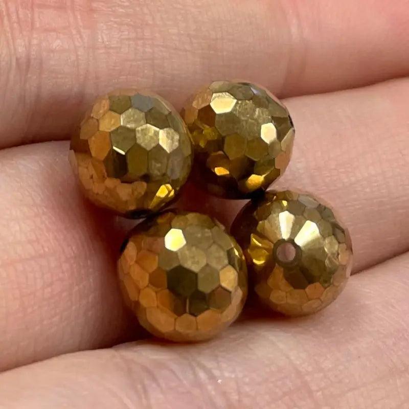 4 Vintage Austrian Gold Comet Article 5003 Crystal Beads RARE!! - Sea Beads