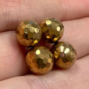 4 Vintage Austrian Gold Comet Article 5003 Crystal Beads RARE!! - Sea Beads