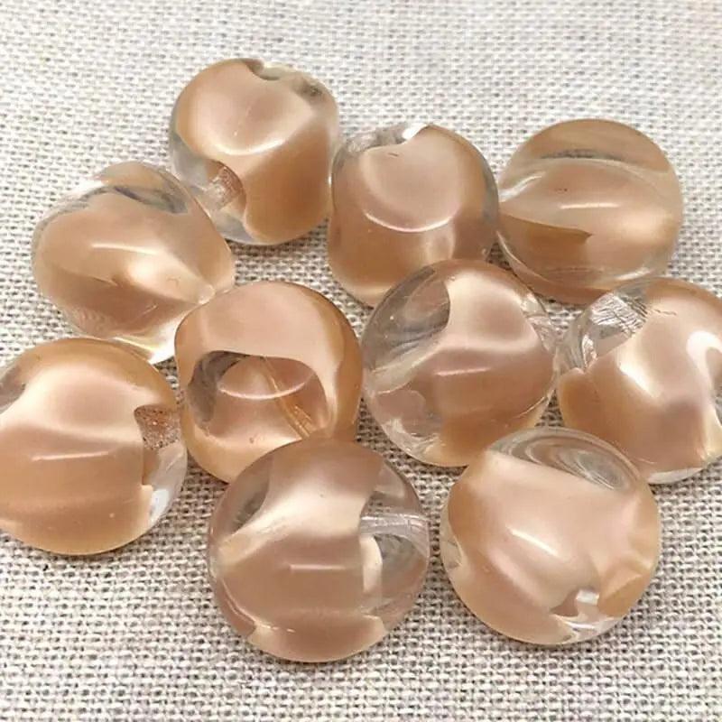 4 Vintage Beige Clear German Givre Glass Beads - Sea Beads