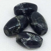 4 Vintage Black Japan Foil Oval Glass Beads - Sea Beads