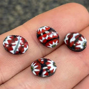 4 Vintage Black Little Chevron Oval Glass Cabochons - Sea Beads