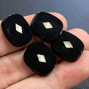 4 Vintage Black Rhinestone Inlay Glass Cabochons - Sea Beads